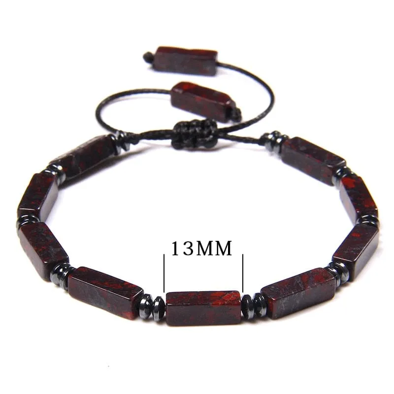 Square Tube Shape Adjustable Bloodstone Bracelet