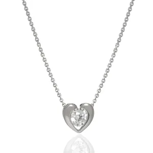 Sterling Silver CZ Heart Pendant Necklace