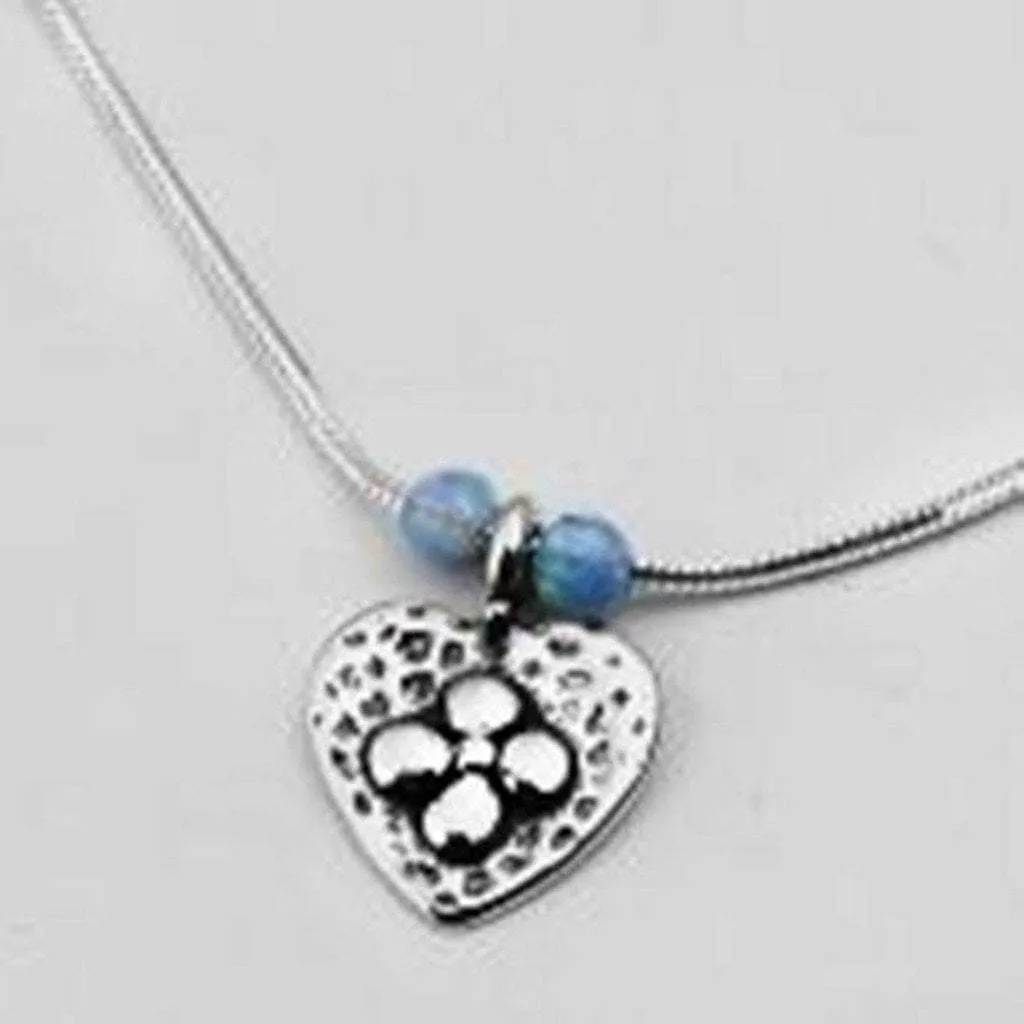 Sterling silver heart necklace opals perfect for young women