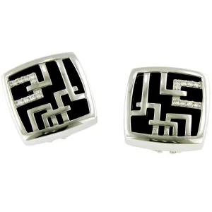 Sterling Silver Onyx Diamond Earrings - 01/83663