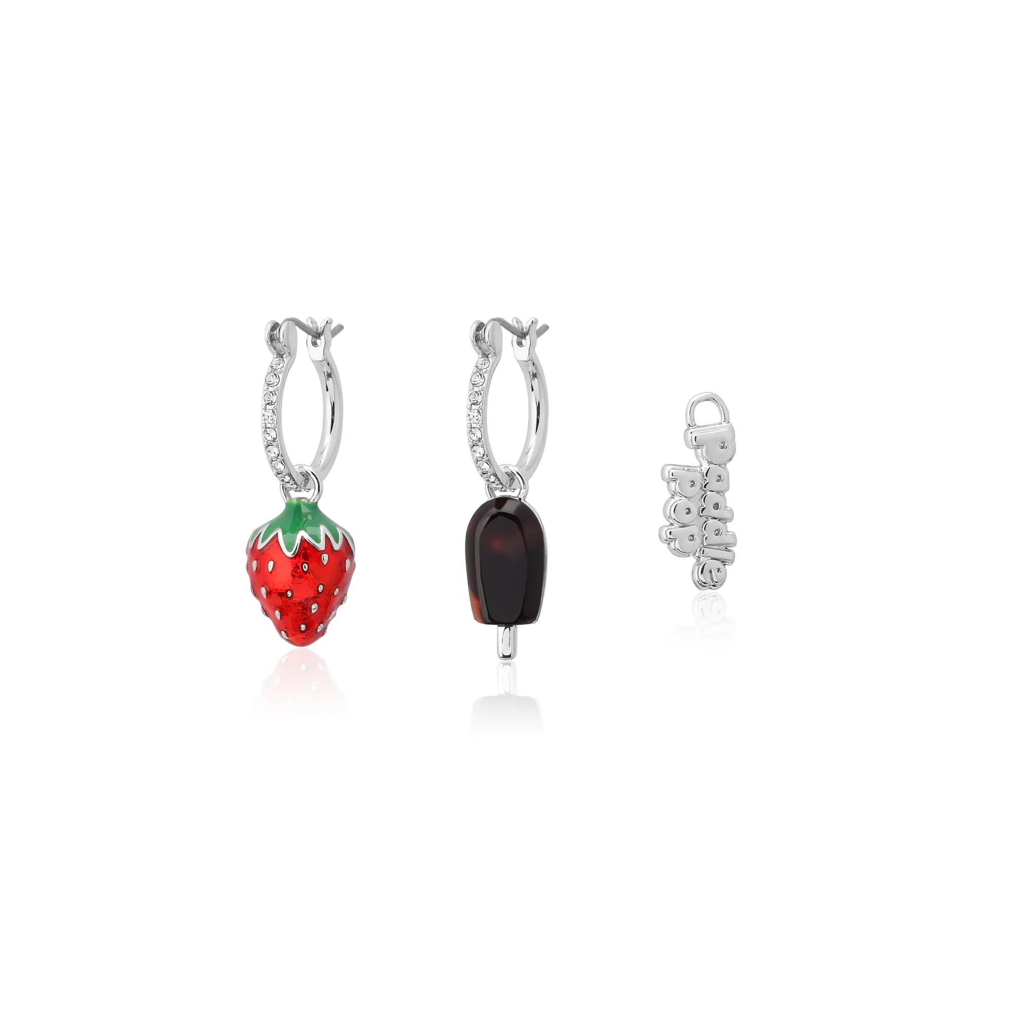 Streets Paddle Pop White Gold Plated Strawberry Mix Match Crystal Mini Hoop Earring