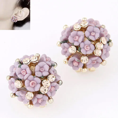 Stud Earrings for Women Boucle d'oreille Jewelry Brincos Crystal Pendientes Mujer Fashion Flower Earrings Bijoux