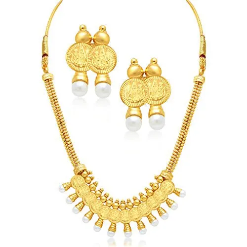 Sukkhi Exquitely Laxmi Coin Temple Gold Plated Set of 3 Necklace Set Combo For Women