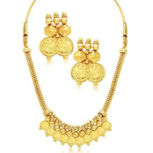 Sukkhi Exquitely Laxmi Coin Temple Gold Plated Set of 3 Necklace Set Combo For Women