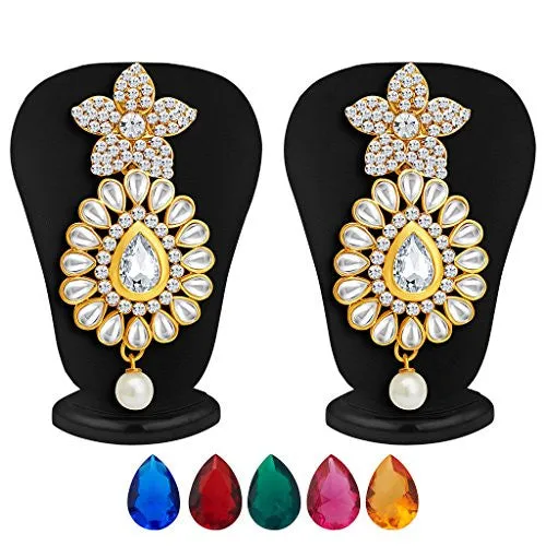 Sukkhi Traditionally Gold Plated AD Necklace Set with Set of 5 Changeable Stone For Women