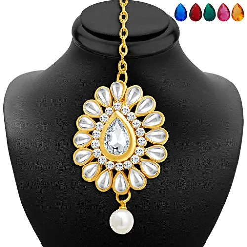 Sukkhi Traditionally Gold Plated AD Necklace Set with Set of 5 Changeable Stone For Women