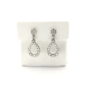 Teardrop Outline Diamond Dangling Earrings (14K)