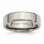 Titanium Beveled Edge 6mm Polished Wedding Band Ring