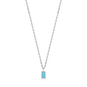 Turquoise Drop Pendant Silver Necklace