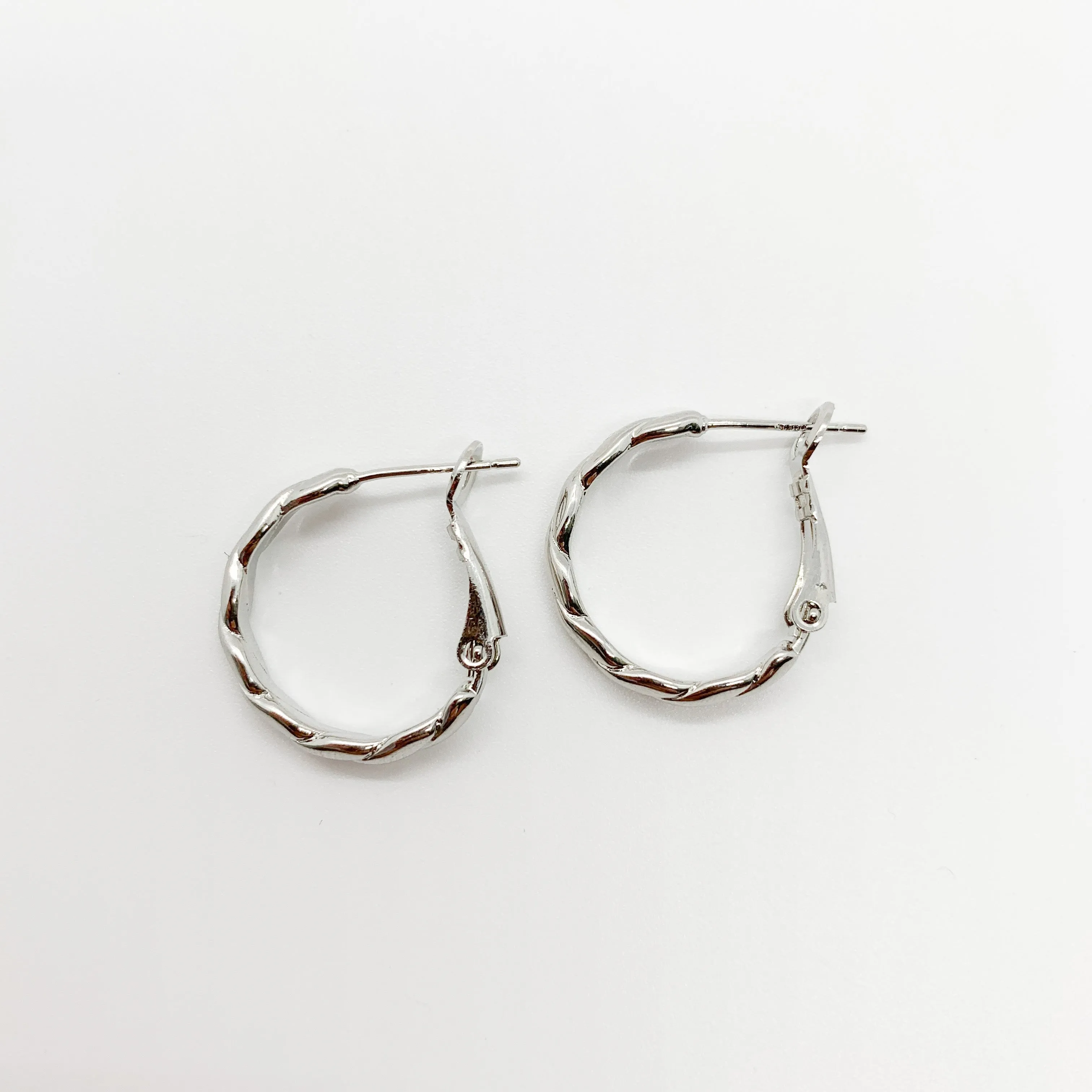 Twisted Silver Hoop Earrings