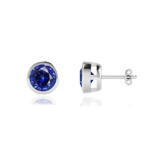 TYME - Bezel Edge Blue Sapphire Earrings Platinum