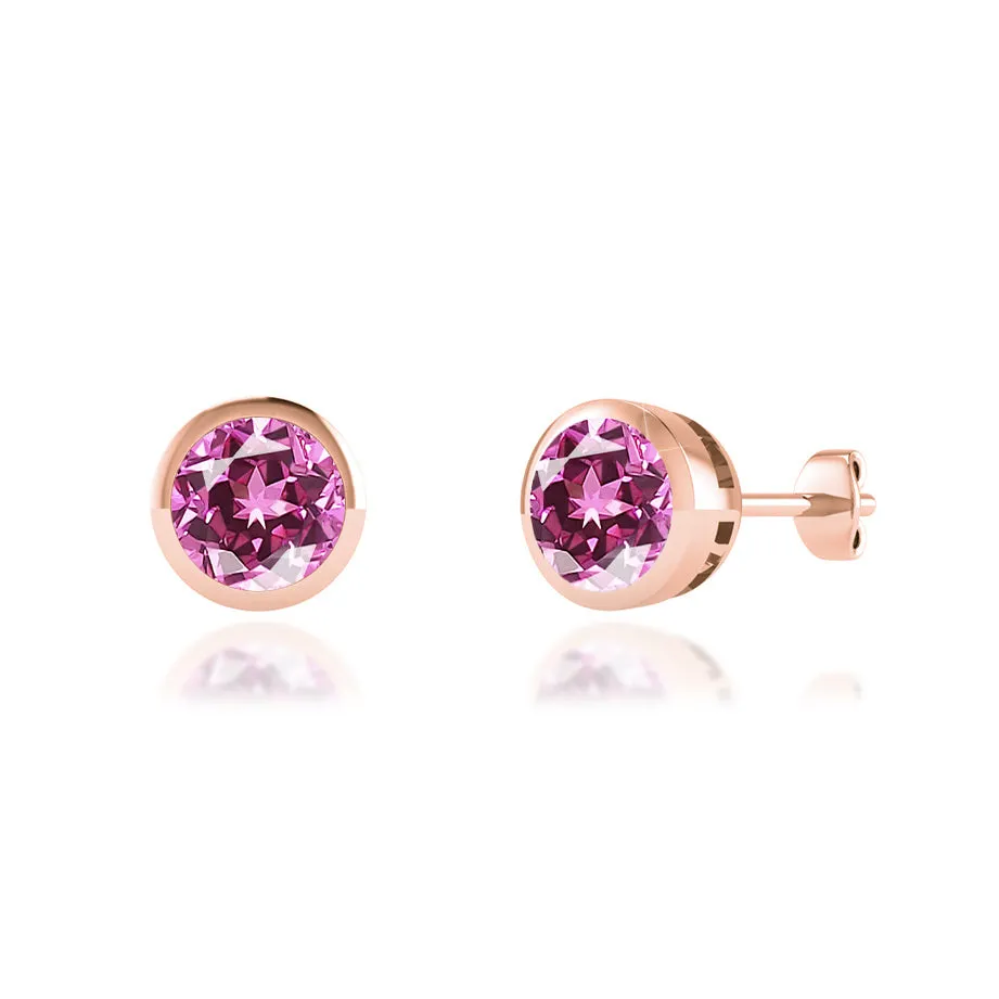 TYME - Bezel Edge Pink Sapphire Earrings 18k Rose Gold