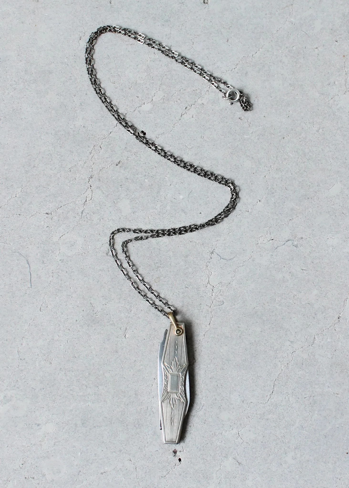 Vintage 1920s Silver Dual Blade Knife Necklace