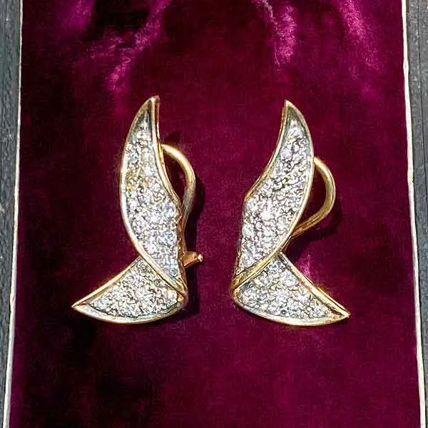 Vintage Diamond Ribbon Earrings