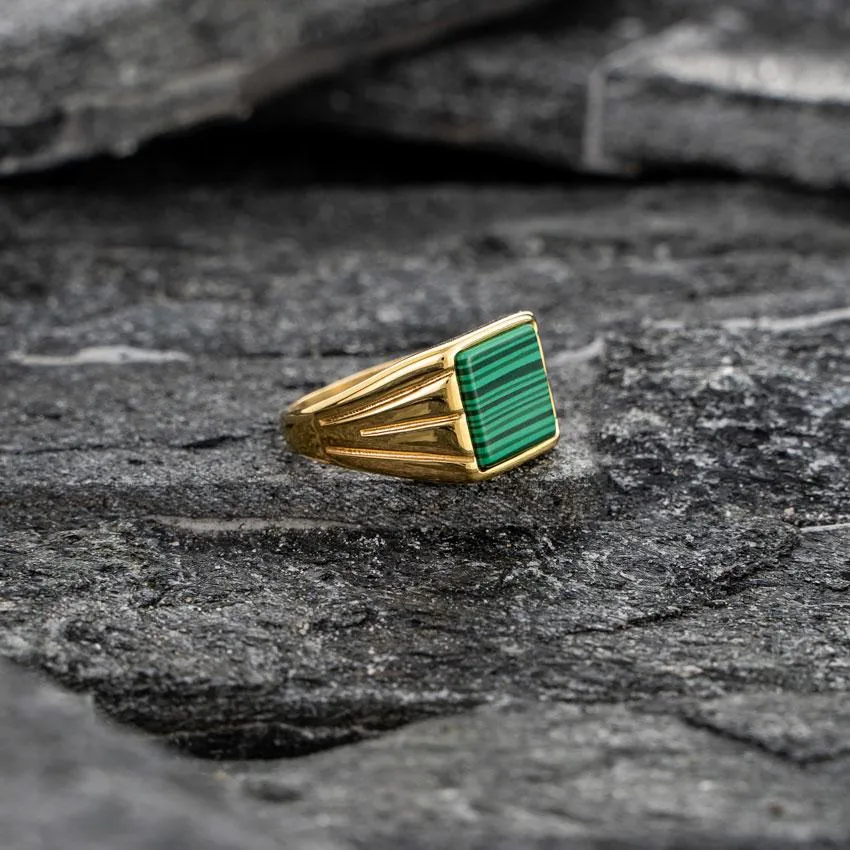 Vintage Signet Ring (24kt Gold & Green)