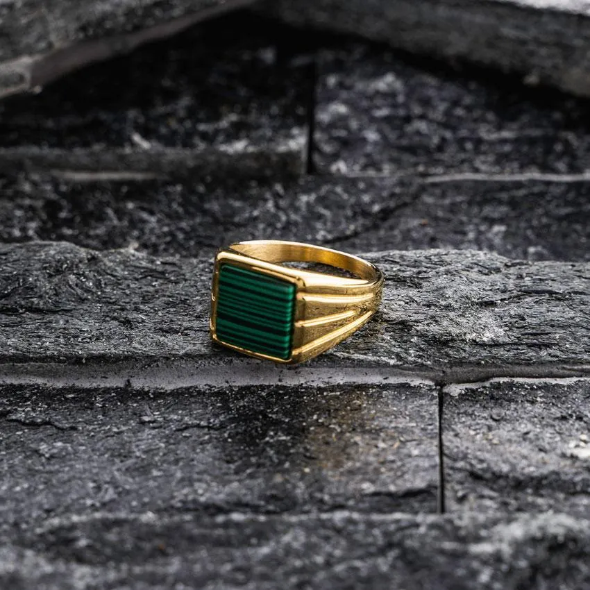 Vintage Signet Ring (24kt Gold & Green)