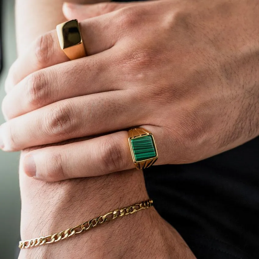 Vintage Signet Ring (24kt Gold & Green)