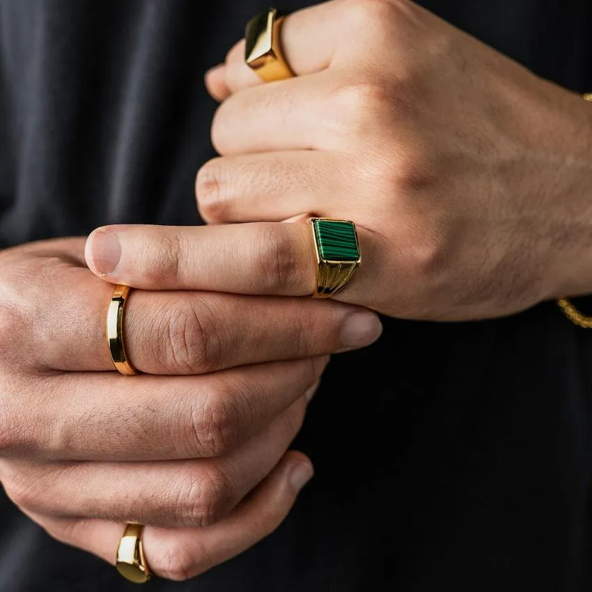 Vintage Signet Ring (24kt Gold & Green)