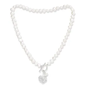 Vita cultured Freshwater Pearl Necklace with Silver Cherry Blossom Charm