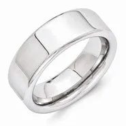 Vitalium Flat Polished 8mm Wedding Band Ring