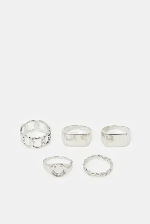 Women Silver Rings (5 Piece)