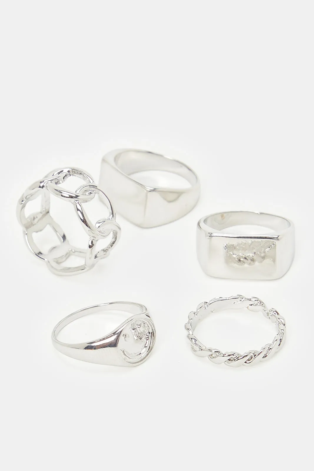 Women Silver Rings (5 Piece)