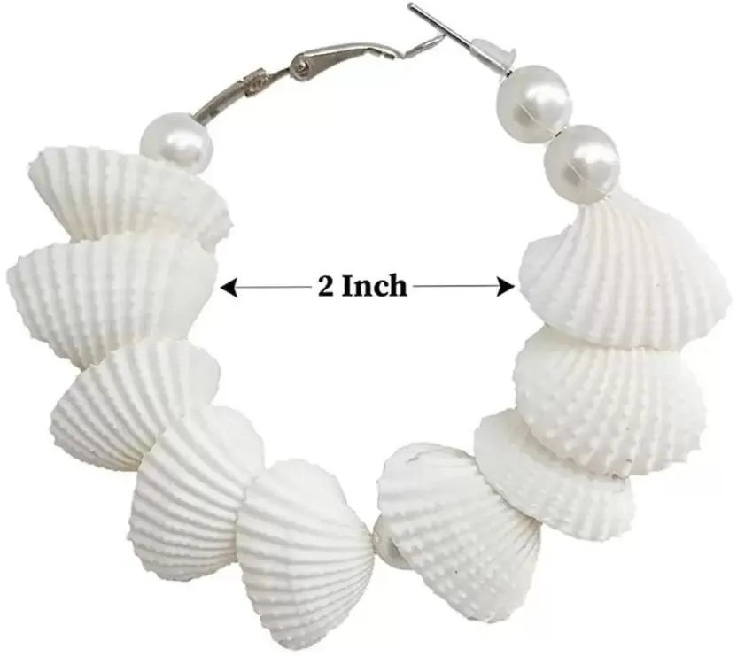 Yajat Partywear & Casual Wear Big Size Light Weight Designer Shell Hoop Earrings.