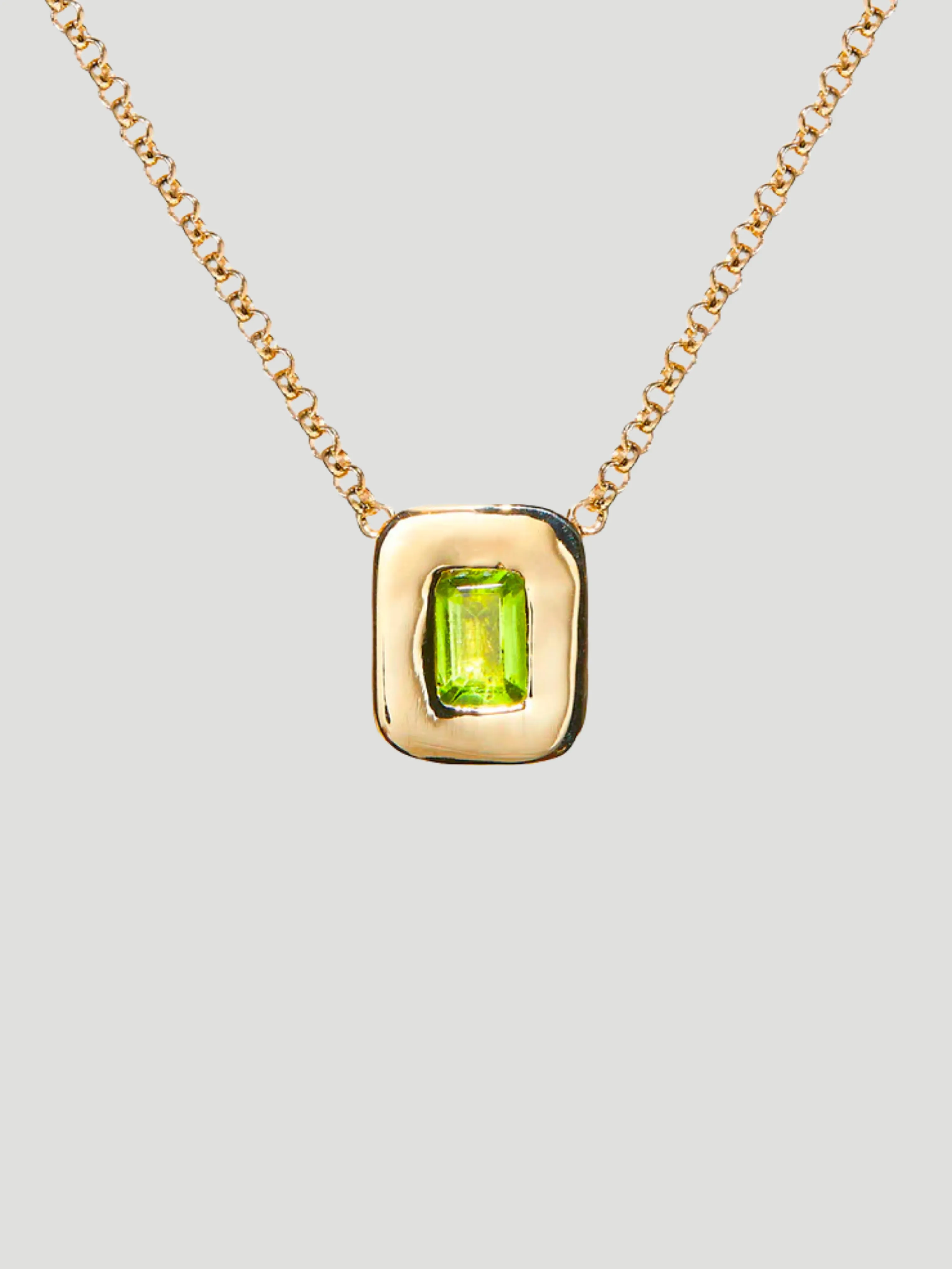 Yellow Gold Peridot Nugget Necklace