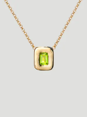 Yellow Gold Peridot Nugget Necklace